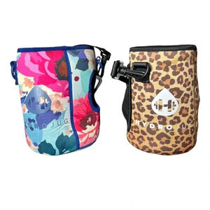 2 Hydro Jug Half Gallon Water Jug Bottle Carriers Floral Cheetah Strap Workout